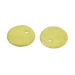 スプレー塗装された天然カピス貝のディスクチャーム  黄緑  15x0.5~1mm  穴：1.2~1.5mm&nbsp;X1-BSHE-T014-02C