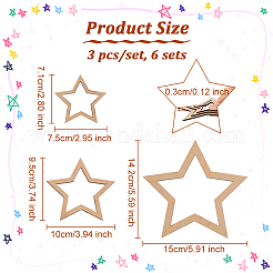 木製バスケットボトムス  かぎ針編みのバスケットベース  編み物用  スター  7.1~14.2x7.5~15x0.3cm  3個/セット&nbsp;TOOL-WH0051-70E