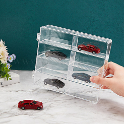 プラスチックビーズ収納ケース  8のコンパートメント  モデルカー用  長方形  透明  19.5x17x4.4cm  内径：3.1x3.9x4のCM&nbsp;CON-WH0078-22
