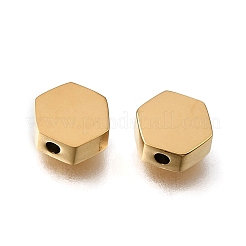 304ステンレススチールビーズ  六角  艶出し  イオンプレーティング（ip）  ゴールドカラー  7x7.5x3mm  穴：1.4mm&nbsp;STAS-E532-08G