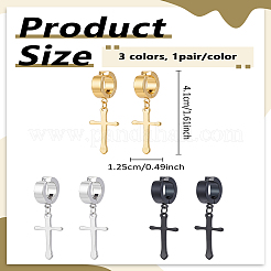 6個3色04ステンレススチールカフイヤリング  クロス  ミックスカラー  41x12.5x13.5mm  2個/カラー&nbsp;EJEW-LP0007-055
