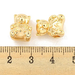 ラックめっき合金欧州ビーズ  大穴ビーズ  カドミウムフリー＆ニッケルフリー＆鉛フリー  クマ  ゴールドカラー  14x10x9mm  穴：5mm&nbsp;FIND-B034-36G