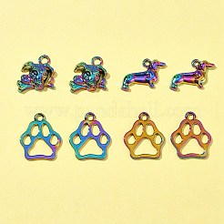 8本3スタイルアロイペンダント  犬  虹色  15~19x15~16x1~4mm  穴：2~2.5mm&nbsp;FIND-FS0002-19