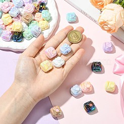 50個 10色UVメッキ不透明アクリルビーズ  虹色の  ニンジンとウサギのカメラ  ミックスカラー  19x20x13mm  穴：2.2mm5本/色&nbsp;PACR-CJ0001-47
