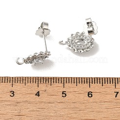 ラックメッキ真鍮楕円スタッドピアス金具  クリアキュービックジルコニア  長持ちする  鉛フリー＆カドミウムフリー  プラチナ  14.5x9.5mm  穴：1.6mm  ピン：0.7mm&nbsp;EJEW-H004-06P
