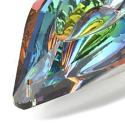 電気メッキk9ガラスビッグペンダント  バックメッキ  ファセットティアドロップチャーム  カラフル  76x47mm&nbsp;EGLA-YW0003-01