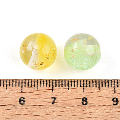 ツートン透明樹脂ビーズ  ラウンド  キラキラパウダー＆金箔付き  ミックスカラー  12mm  穴：2mm&nbsp;RESI-N042-12mm-12