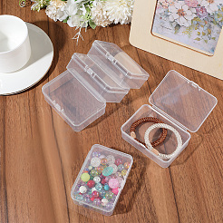 ヒンジ付き蓋付きPPプラスチックビーズ容器6個  長方形  透明  6.2x8.6x2.6cm&nbsp;CON-SP0001-24