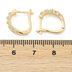 真鍮クリアキュービックジルコニアフープピアス  ツイスト  18KGP本金メッキ  14.5x3.5x14mm&nbsp;EJEW-Q016-15G
