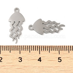 変色しない304ステンレススチールペンダント  レーザー切断  クラゲチャーム  ステンレス鋼色  19x8.5x1mm  穴：1.6mm&nbsp;STAS-J042-19P