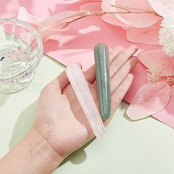 2個 2スタイル 天然ローズクォーツ＆グリーンアベンチュリンマッサージスティック  マッサージワンド  マッサージツール  グアシャー掻き棒  コーン  107~109x20mm  1個/スタイル&nbsp;AJEW-NB0005-33
