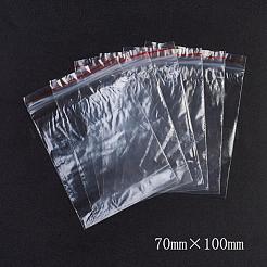 再封可能なプラスチック製包装袋  トップシール  セルフシールバッグ  長方形  レッド  10x7cm  片側の厚さ：1.1ミル（0.028mm）&nbsp;OPP-G001-E-7x10cm