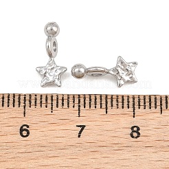 ステンレススチールチャーム201個  ハンマー加工の星型チャーム  ステンレス鋼色  12.5x6x1.2~4.5mm  穴：1.8mm&nbsp;SA-CBAC839-01P-C