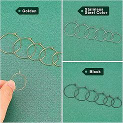 90個 9スタイル 304ステンレススチール & 316lサージカルステンレススチールイヤリング金具  ワイングラスチャームのパーツ  ミックスカラー  20~34x0.5~0.8mm  10個/スタイル&nbsp;STAS-UN0032-03