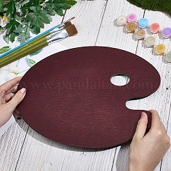 木製油絵パレット  オーバル  ココナッツブラウン  300x240x5mm  穴：31.5x40.5mm&nbsp;OFST-WH20007-006