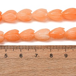 合成サンゴ染め彫刻ビーズ連売り  花  オレンジ  10~10.5x8~9mm  穴：1mm  約25~26個/連  10.04''~10.43''（25.5~26.5センチメートル）&nbsp;SH-CBAE713-05B