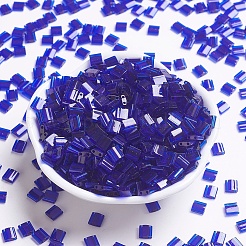 MIYUKIティラビーズ  日本製シードビーズ  2穴  （tl151)透明コバルト  5x5x1.9mm  穴：0.8mm  約590個/50g&nbsp;SEED-X0054-TL151