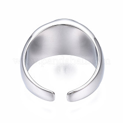 304ステンレススチールの笑顔オープンカフリング  女性のための分厚いリング  ステンレス鋼色  usサイズ8 1/4(18.3mm)&nbsp;RJEW-T023-90P