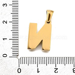 金色の304ステンレススチールペンダント  樹皮模様  文字N  17.5x12.5x2.5mm  穴：5.5x3mm&nbsp;STAS-K300-01G-N