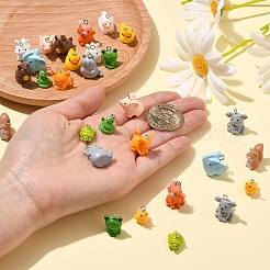 10個5スタイル不透明樹脂ペンダント  プラチナ プリーツ アイロン ループ付き 3D 動物チャーム  ミックスカラー  混合図形  11~17.5x10~14x11.5~16mm  穴：1.8~2mm  2個/スタイル&nbsp;RESI-YW0004-22A