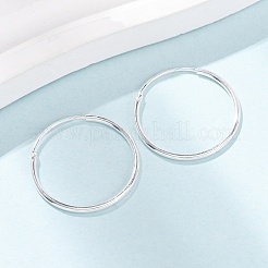 925スターリングシルバーハギーフープピアス  リング  銀  20x1.2mm  ピン：0.6mm&nbsp;EJEW-C179-05B-S
