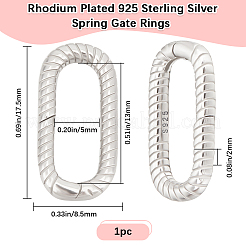 スターリングシルバーのスプリングゲートリング1個925個  オーバル  プラチナ  17.5x8.5x2mm  内径：13x5mm&nbsp;STER-BBC0008-04