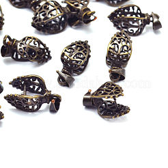 真鍮製バチカンとピンチべイル  葉  アンティークブロンズ  18mm  穴：5x4mm  ピン：1mm&nbsp;KK-E737-15AB