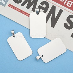 変色防止長方形タグペンダント  ステンレスペンダント201個  ステンレス鋼色  40x25x1.5mm  穴：4~5.5x8.5~10mm&nbsp;LS-STAS-H061-04