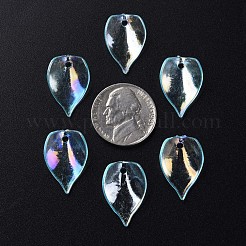 透明なアクリルビーズ  ABカラー  花びら  ダークターコイズ  21x14x1mm  穴：2mm  約2300個/500g&nbsp;MACR-S373-103-C03