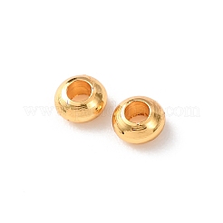 真鍮ビーズ  ロンデル  長持ちメッキ  鉛フリー＆カドミウムフリー  ラックめっき  24KGP本金メッキ  3.5x2mm  穴：1.5mm&nbsp;KK-C157-50G