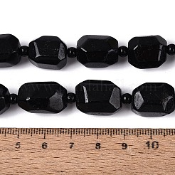 天然石ブラックトルマリンビーズ連売り  多面カット  ナゲット  シードビーズで  14~25x10~18x10~18mm  穴：1~1.4mm  約17~21個/連  15.55~16.54インチ（39.5~42cm）&nbsp;G-N362-07A-01