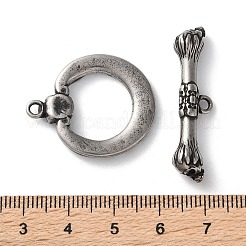 316ステンレストグル留め具  スカル模様  アンティークシルバー  29x24.5x4mm  穴：2.5mm  リング：29x24.5x4mm  穴：2.5ミリメートル;バー：36.5x9.5x6.5ミリメートル  穴：2.5mm&nbsp;STAS-D303-06AS