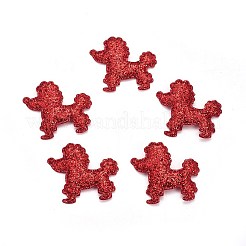 手作り子犬コスチュームアクセサリー  布刺繍  アップリケ  プードル犬  レッド  44x51x3.5mm&nbsp;LS-FIND-WH0043-01D