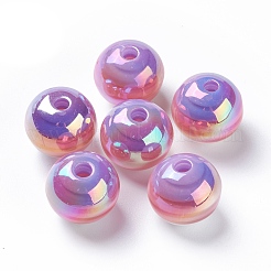 ストライプ柄樹脂ビーズ  ABカラー  ロンデル  オールドローズ  15.5~16x13.5~14.5mm  穴：2.5~3.5mm&nbsp;RESI-B014-01B-02