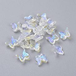 クリアガラスカボション  3d蝶の形  ミックスカラー  7x7.5x3.5mm&nbsp;GGLA-M004-01