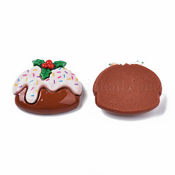 クリスマステーマの不透明樹脂デコデンカボション  ケーキ  サドルブラウン  22x27x8mm&nbsp;CRES-N021-119