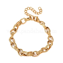 女性用304ステンレススチールオーバルリンクチェーンブレスレット  PVD真空メッキ  長持ちメッキ  ゴールドカラー  7.09インチ（18cm）&nbsp;BJEW-F529-09G