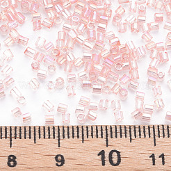 ガラス竹ビーズ  透明色の虹  ピンク  2.5~3x2mm  穴：0.9mm  約15000個/ポンド&nbsp;SEED-S032-10A-169A