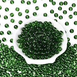 FGB透明ガラスシードビーズ  ラウンド  丸い穴  グリーン  8~8.5mm  穴：1.4~1.6mm  約690個/ポンド&nbsp;SEED-N013-01C-13