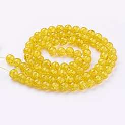 スプレープリントクラックガラスビーズ連売り  ラウンド  ゴールド  10mm  穴：1.3~1.6mm  約80個/連  31.4インチ&nbsp;CCG-Q001-10mm-10