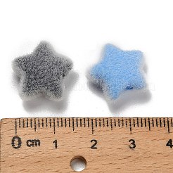 不透明のフロッキーアクリルビーズ  ミックスカラー  スター  15x15.5x7.5mm  穴：3.5mm&nbsp;OACR-I026-02B