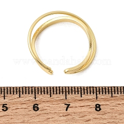 真鍮のカフオープンリング  カドミウムフリー＆鉛フリー  ラックめっき  長持ちメッキ  18KGP本金メッキ  6mm  usサイズ7 1/4(17.5mm)&nbsp;RJEW-D345-02G