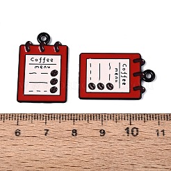 焼付塗装合金エナメルペンダント  コーヒーメニューチャーム  レッド  27.5x18x1.5mm  穴：1.8mm&nbsp;PALLOY-T093-15