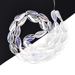 電気メッキ透明ガラスビーズ連売り  ティアドロップ  ミックスカラー  26x13x5.5~7mm  穴：1.5mm  約30個/連  30.12~30.51インチ（76.5~77.5cm）&nbsp;EGLA-N055-02