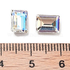 K9ガラスラインストーンカボション  尖ったバック＆バックメッキ  長方形  月光  8x6x3mm&nbsp;GLAA-H034-05C-001MO