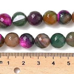 天然石瑪瑙ビーズ連売り  染め＆加熱  多面カット  ラウンド  ミックスカラー  10mm  穴：0.8mm  約37個/連  14.96''（38センチメートル）&nbsp;G-M437-C01-01Z