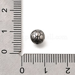304ステンレススチールビーズ  ラウンド/サッカー/サッカーボール  アンティークシルバー  6x5.5mm  穴：2mm&nbsp;STAS-A032-034AS-01
