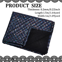 キラキラ光るホログラムスパンデックスマーメイドプリント魚の鱗生地  ストレッチ生地  ブラック  150x0.02cm&nbsp;DIY-WH0304-587B