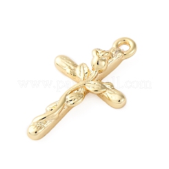 真鍮製チャーム  カドミウムフリー＆ニッケルフリー＆鉛フリー  クロス  18KGP本金メッキ  16x9.5x3mm  穴：1mm&nbsp;KK-V016-21B-G