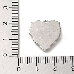 変色しない304ステンレススチールペンダント  テクスチャードハートチャーム  ステンレス鋼色  19x18.5x3.5mm  穴：1.8mm&nbsp;X-STAS-R223-19